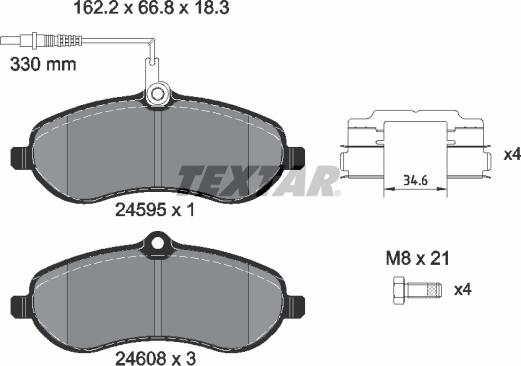 Textar 2459501 - Тормозные колодки, дисковые, комплект parts5.com