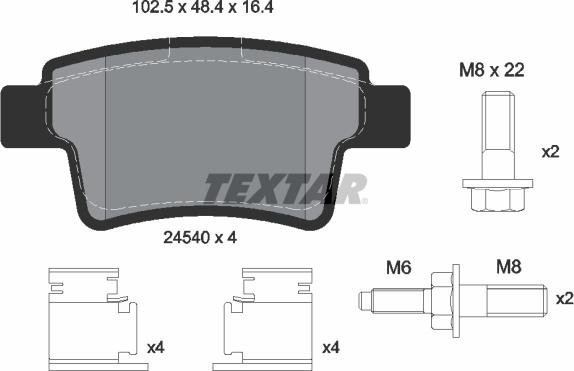 Textar 2454001 - Тормозные колодки, дисковые, комплект parts5.com