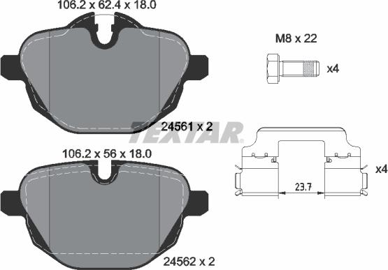 Textar 2456101 - Тормозные колодки, дисковые, комплект parts5.com