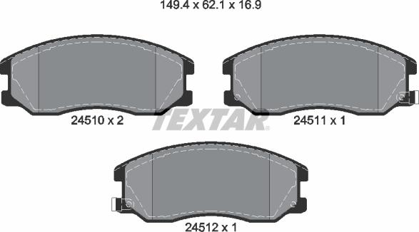 Textar 2451001 - Тормозные колодки, дисковые, комплект parts5.com