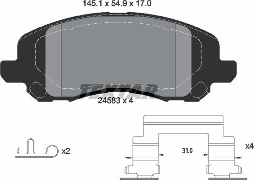 Textar 2458301 - Тормозные колодки, дисковые, комплект parts5.com