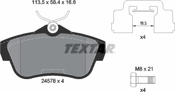 Textar 2457801 - Тормозные колодки, дисковые, комплект parts5.com