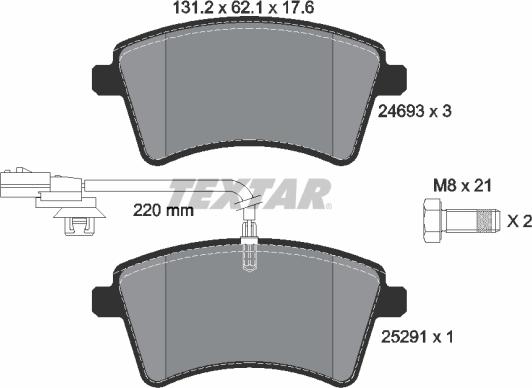 Textar 2469306 - Тормозные колодки, дисковые, комплект parts5.com