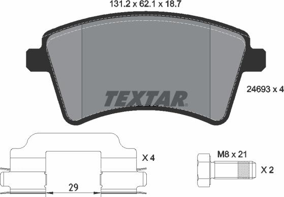 Textar 2469301 - Тормозные колодки, дисковые, комплект parts5.com