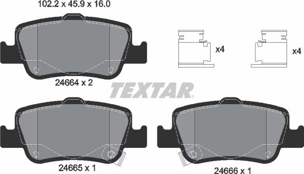 Textar 2466401 - Тормозные колодки, дисковые, комплект parts5.com