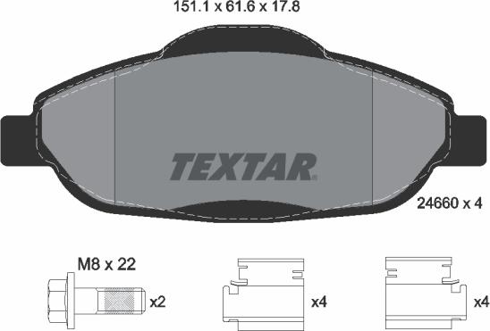 Textar 2466001 - Тормозные колодки, дисковые, комплект parts5.com