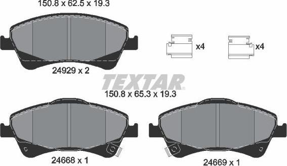 Textar 2466801 - Тормозные колодки, дисковые, комплект parts5.com