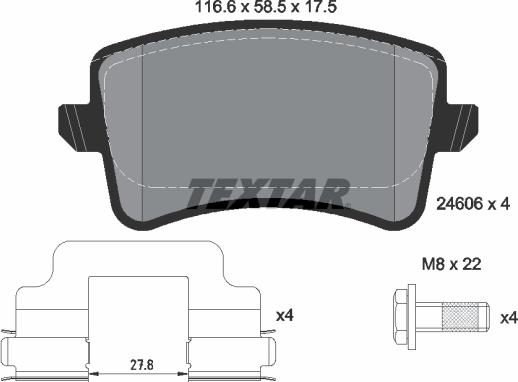 Textar 2460601 - Тормозные колодки, дисковые, комплект parts5.com