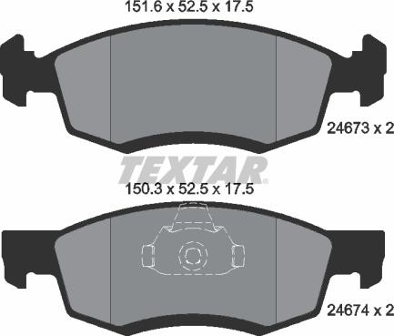 Textar 2467301 - Тормозные колодки, дисковые, комплект parts5.com