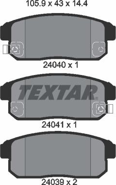 Textar 2404001 - Тормозные колодки, дисковые, комплект parts5.com