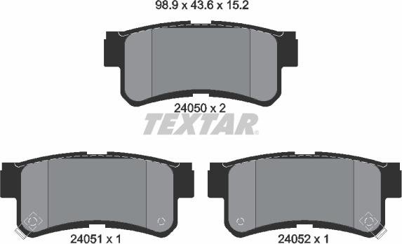 Textar 2405001 - Тормозные колодки, дисковые, комплект parts5.com