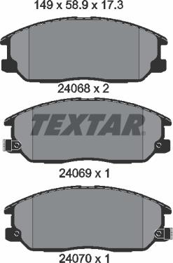 Textar 2406801 - Тормозные колодки, дисковые, комплект parts5.com