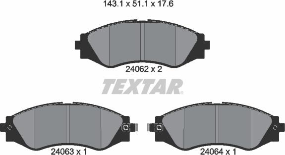 Textar 2406201 - Тормозные колодки, дисковые, комплект parts5.com