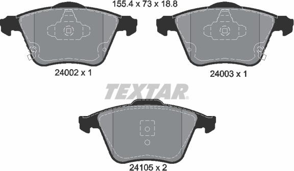 Textar 2400201 - Тормозные колодки, дисковые, комплект parts5.com