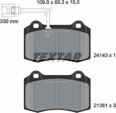 Textar 2414301 - Тормозные колодки, дисковые, комплект parts5.com