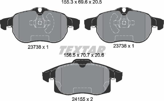 Textar 2415501 - Тормозные колодки, дисковые, комплект parts5.com