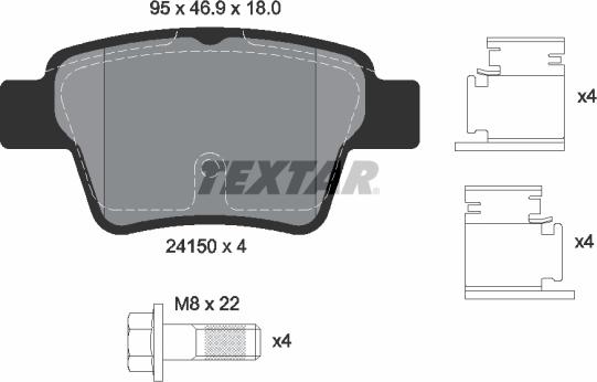 Textar 2415001 - Тормозные колодки, дисковые, комплект parts5.com