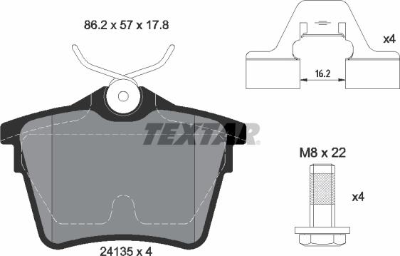 Textar 2413501 - Тормозные колодки, дисковые, комплект parts5.com