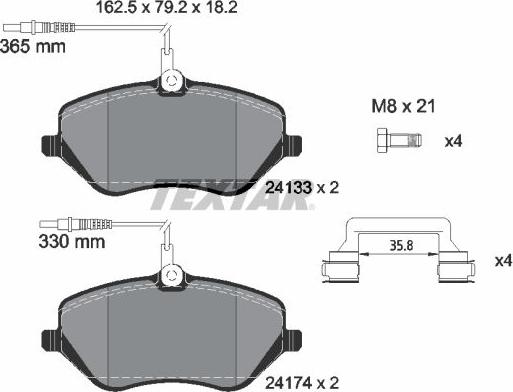 Textar 2413301 - Тормозные колодки, дисковые, комплект parts5.com