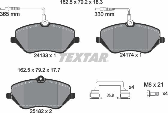 Textar 2413303 - Тормозные колодки, дисковые, комплект parts5.com