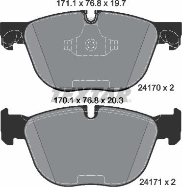 Textar 2417001 - Тормозные колодки, дисковые, комплект parts5.com