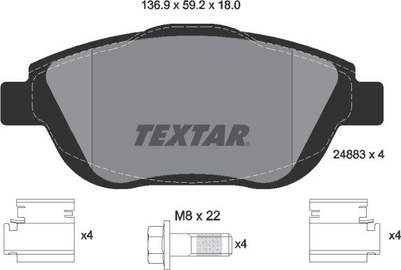 Textar 2488301 - Тормозные колодки, дисковые, комплект parts5.com