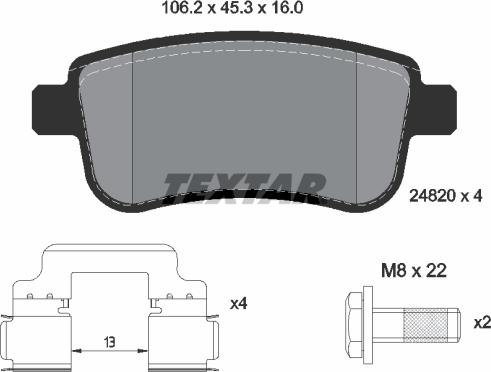 Textar 2482001 - Тормозные колодки, дисковые, комплект parts5.com