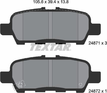 Textar 2487101 - Тормозные колодки, дисковые, комплект parts5.com