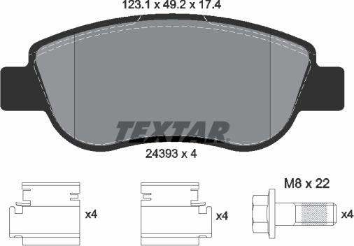 Textar 2439301 - Тормозные колодки, дисковые, комплект parts5.com