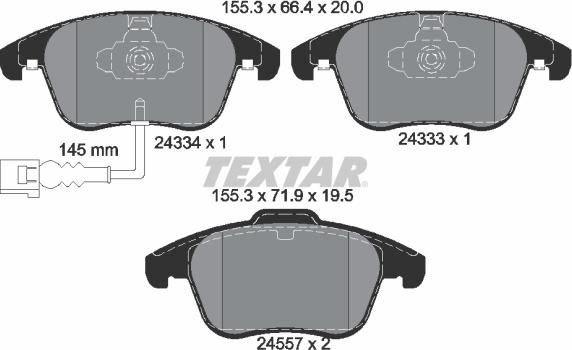 Textar 2433401 - Тормозные колодки, дисковые, комплект parts5.com