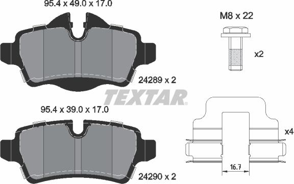 Textar 2428901 - Тормозные колодки, дисковые, комплект parts5.com