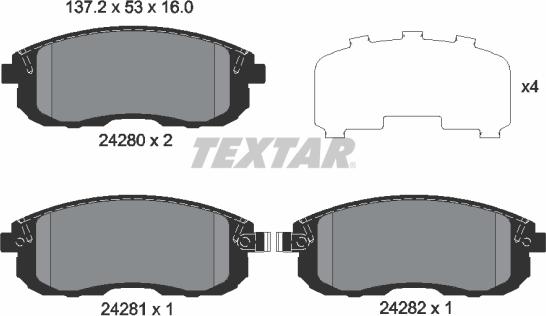 Textar 2428001 - Тормозные колодки, дисковые, комплект parts5.com