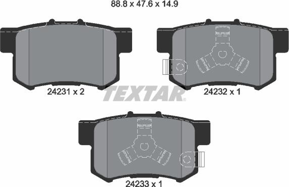 Textar 2423101 - Тормозные колодки, дисковые, комплект parts5.com