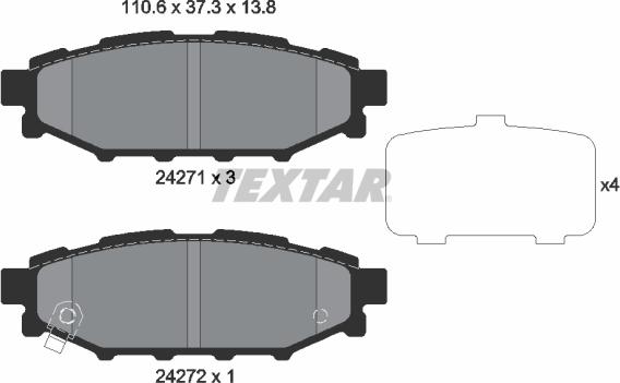 Textar 2427101 - Тормозные колодки, дисковые, комплект parts5.com