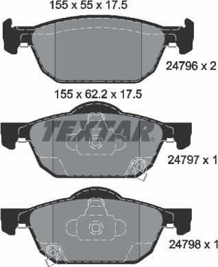 Textar 2479601 - Тормозные колодки, дисковые, комплект parts5.com