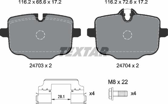 Textar 2470303 - Тормозные колодки, дисковые, комплект parts5.com