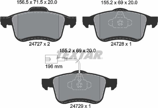 Textar 2472701 - Тормозные колодки, дисковые, комплект parts5.com