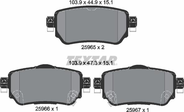 Textar 2596501 - Тормозные колодки, дисковые, комплект parts5.com