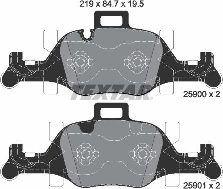 Textar 2590001 - Тормозные колодки, дисковые, комплект parts5.com