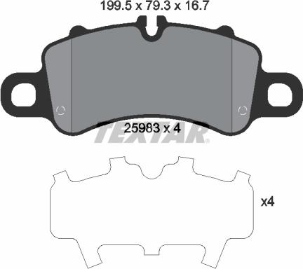 Textar 2598301 - Тормозные колодки, дисковые, комплект parts5.com