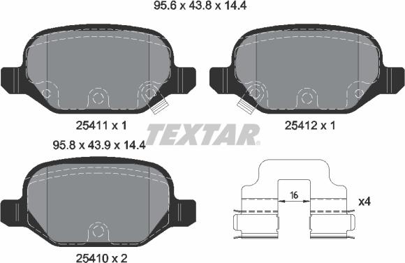 Textar 2541101 - Тормозные колодки, дисковые, комплект parts5.com