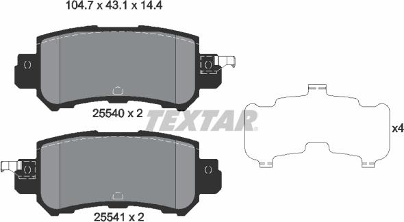 Textar 2554001 - Тормозные колодки, дисковые, комплект parts5.com