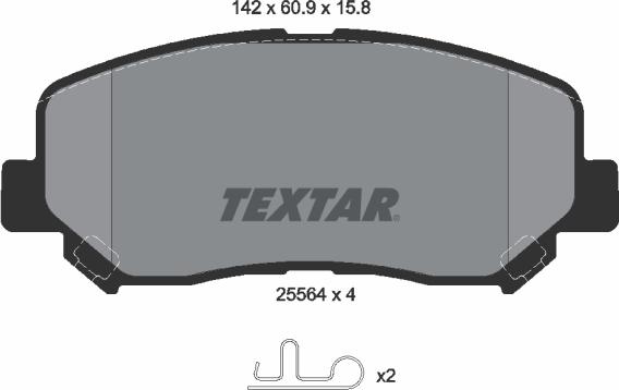 Textar 2556401 - Тормозные колодки, дисковые, комплект parts5.com