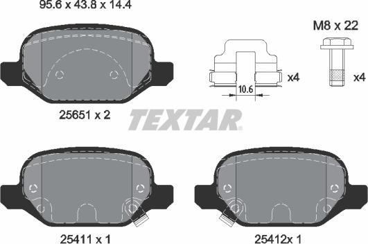 Textar 2565101 - Тормозные колодки, дисковые, комплект parts5.com