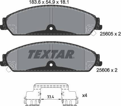 Textar 2560501 - Тормозные колодки, дисковые, комплект parts5.com