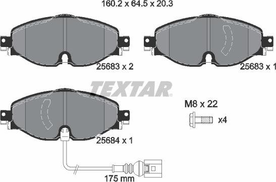 Textar 2568301 - Тормозные колодки, дисковые, комплект parts5.com