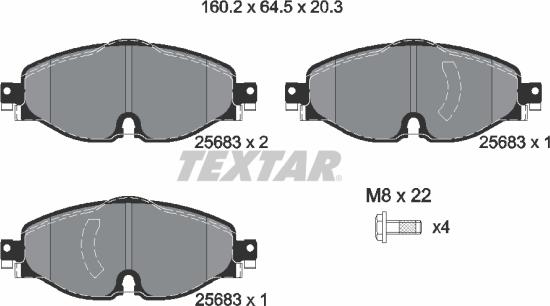 Textar 2568303 - Тормозные колодки, дисковые, комплект parts5.com