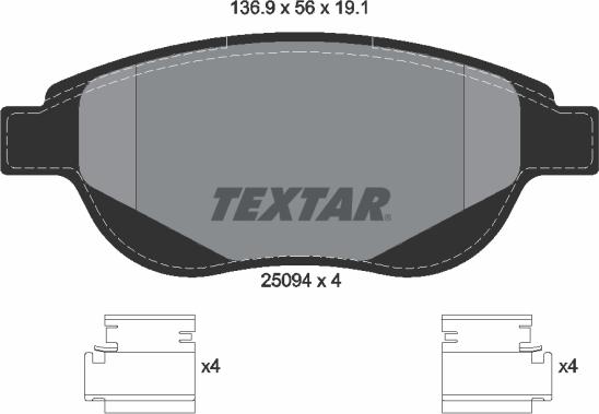 Textar 2509401 - Тормозные колодки, дисковые, комплект parts5.com