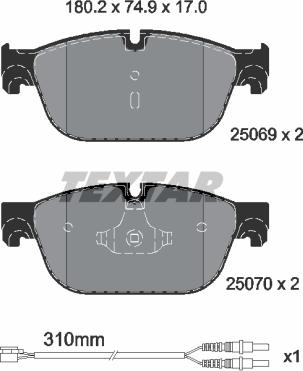 Textar 2506901 - Тормозные колодки, дисковые, комплект parts5.com