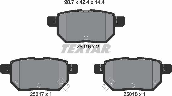 Textar 2501601 - Тормозные колодки, дисковые, комплект parts5.com